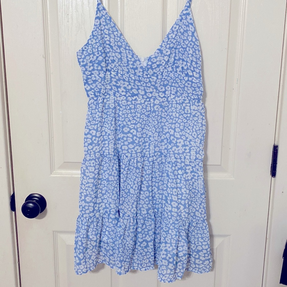 Baby Blue Cheetah Print Sundress - Medium